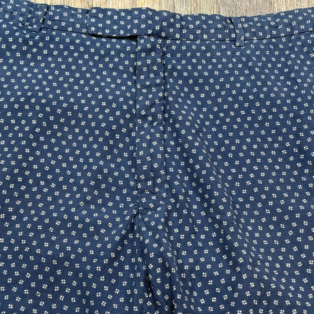 Polo Ralph Lauren Mens 44 Blue Linen Silk Geometric Print Classic Fit Shorts